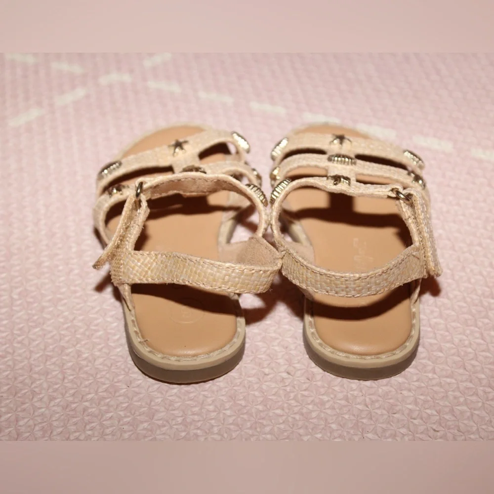 Cat & Jack Toddler Girls Kinsley Raffia Nautical Sandals Seashells Size 6 - Picture 2 of 5